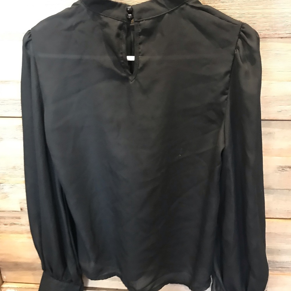 Black high neck blouse with buttons